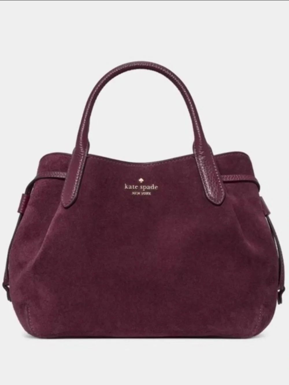 NWT Kate Spade Small Dumpling Suede Satchel Bag, Deep Cherry🌸
